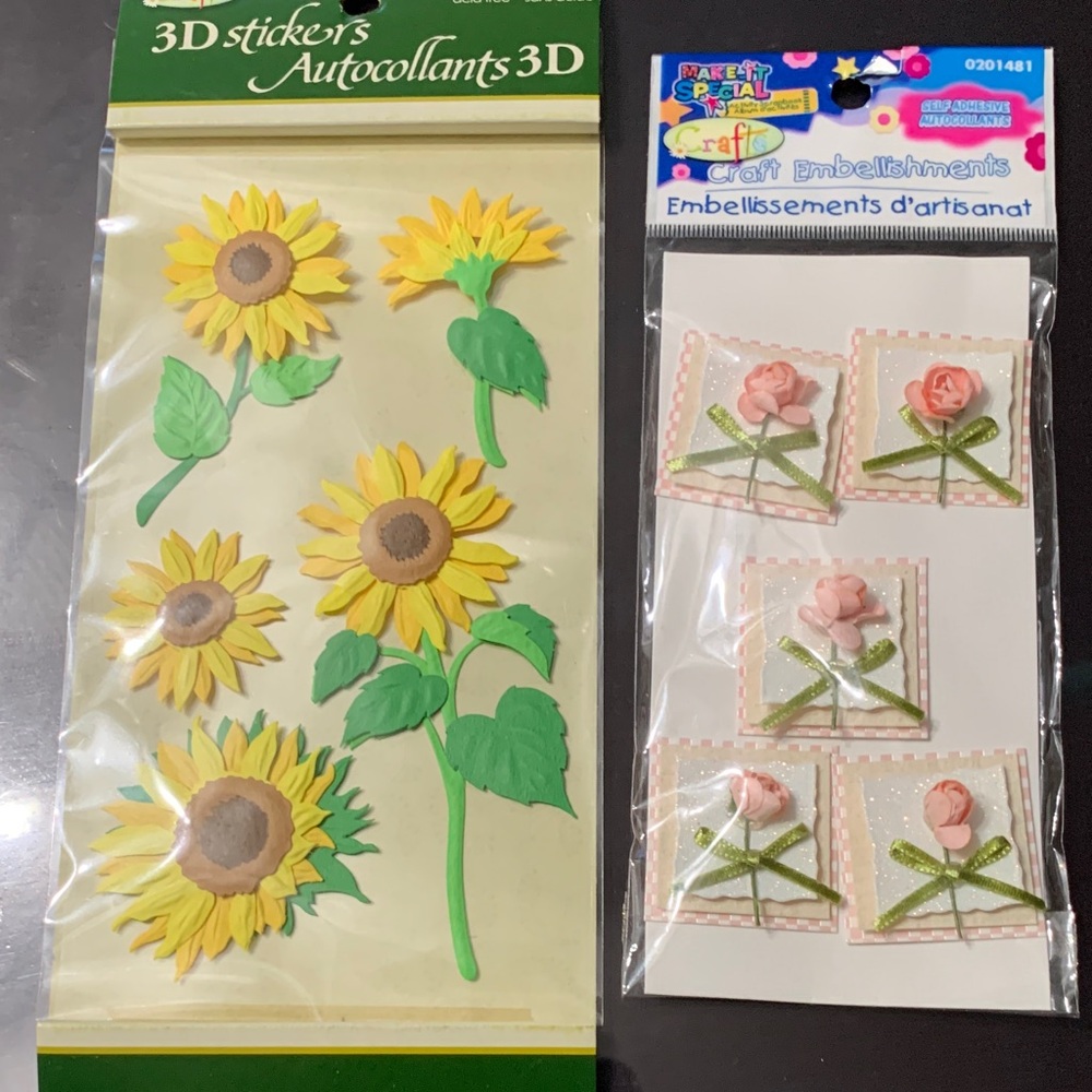 3D Sunflower and Rose Craft Stickers